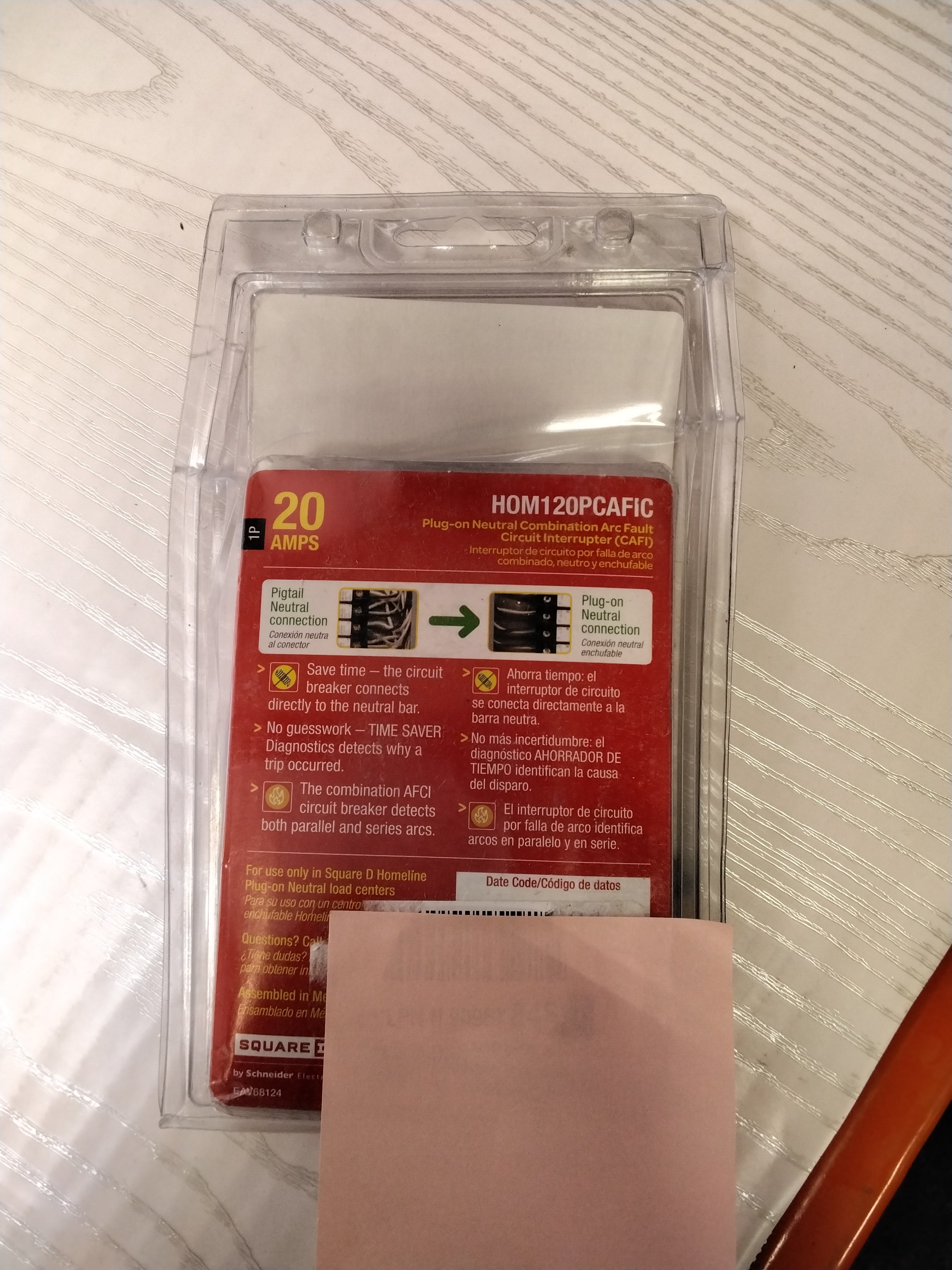Square D - Homeline Circuit Breaker, 20-Amp, 120V, 1-Pole CAFCI, Plug-On Neutral (7751983759598)